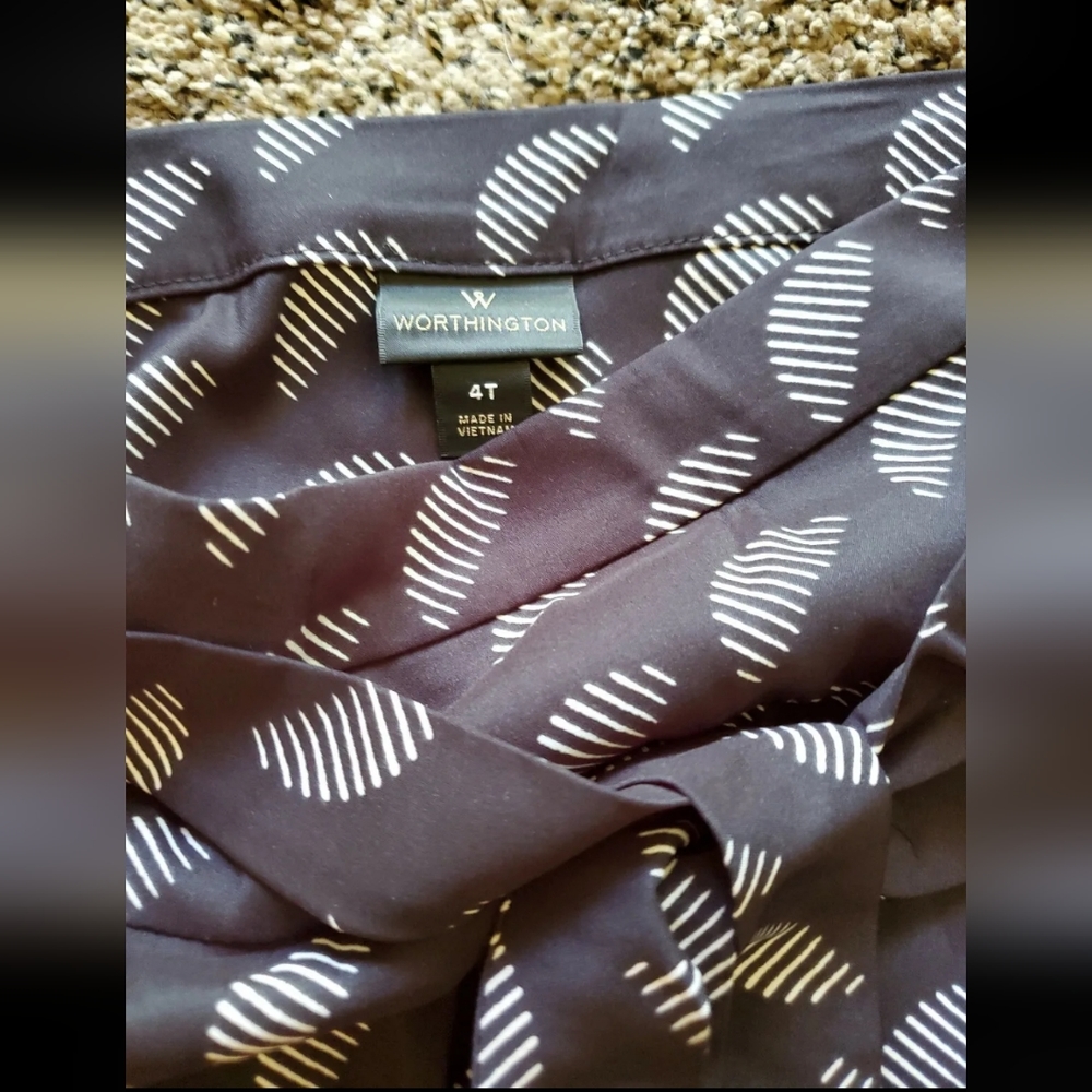 Worthington Wrap Sarong Skirt Black Zelenia Geometric white. - Picture 3 of 7